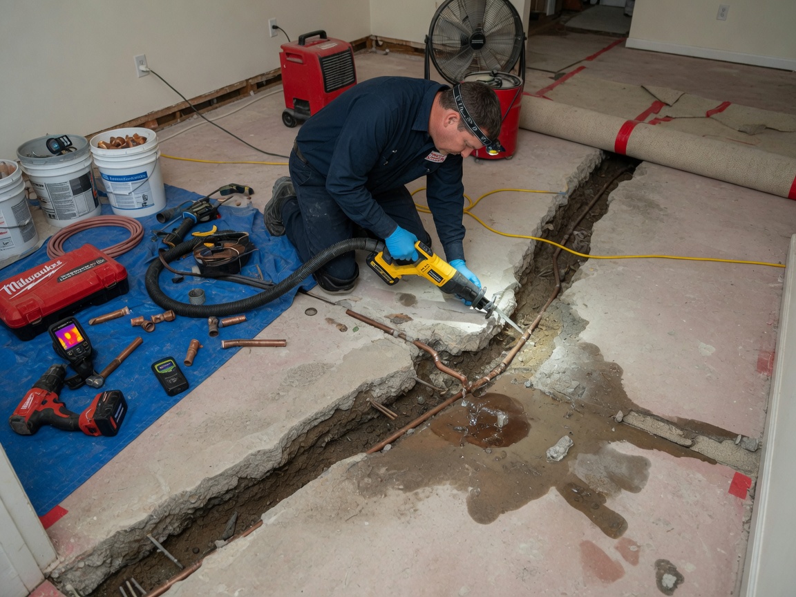 Hot Water Slab Leak Repair in Sterling